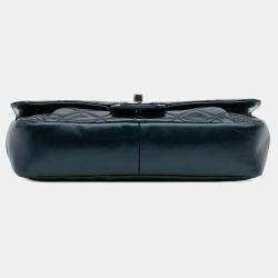 Pre Owned Chanel Blue Medium Quilted Glazed Calfskin Coco Pleats Flap