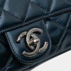 Pre Owned Chanel Blue Medium Quilted Glazed Calfskin Coco Pleats Flap