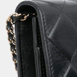 Pre Owned Chanel Black CC Quilted Calfskin Wallet on Chain