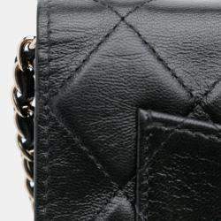 Pre Owned Chanel Black CC Quilted Calfskin Wallet on Chain
