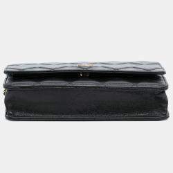 Pre Owned Chanel Black CC Quilted Calfskin Wallet on Chain