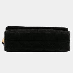 Pre Owned Chanel Black Quilted Suede Tassel Flap