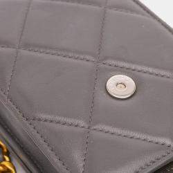 Pre Owned Chanel Grey Lambskin 19 Phone Holder with Chain