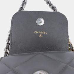 Pre Owned Chanel Grey Lambskin 19 Phone Holder with Chain