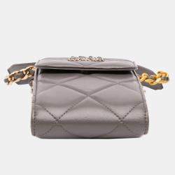 Pre Owned Chanel Grey Lambskin 19 Phone Holder with Chain
