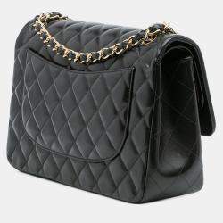 Pre Owned Chanel Black Jumbo Classic Lambskin Double Flap