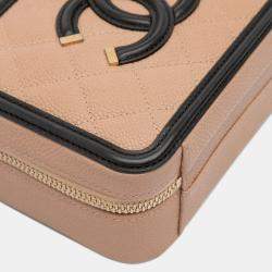 Pre Owned Chanel Brown Small Caviar CC Filigree Vanity Case