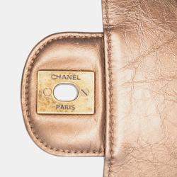 Pre Owned Chanel Brown Paris Dallas Metallic Calfskin Embossed Logo Flap