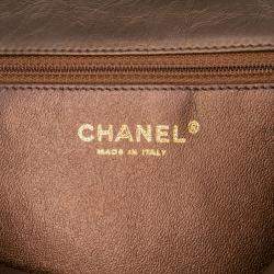 Pre Owned Chanel Brown Paris Dallas Metallic Calfskin Embossed Logo Flap