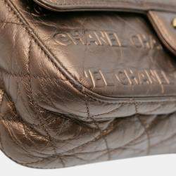 Pre Owned Chanel Brown Paris Dallas Metallic Calfskin Embossed Logo Flap