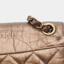 Pre Owned Chanel Brown Paris Dallas Metallic Calfskin Embossed Logo Flap