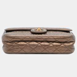 Pre Owned Chanel Brown Paris Dallas Metallic Calfskin Embossed Logo Flap