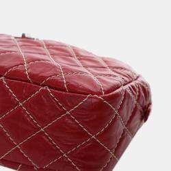 Pre Owned Chanel Red Medium Quilted Aged Calfskin Reissue Camera Bag