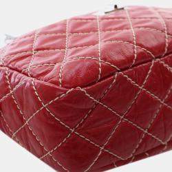 Pre Owned Chanel Red Medium Quilted Aged Calfskin Reissue Camera Bag