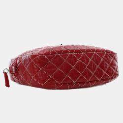 Pre Owned Chanel Red Medium Quilted Aged Calfskin Reissue Camera Bag
