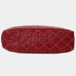 Pre Owned Chanel Red Medium Quilted Aged Calfskin Reissue Camera Bag