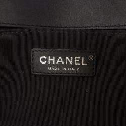 Pre Owned Chanel Black Old Medium Quilted Lambskin Boy Flap