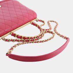 Pre Owned Chanel Pink Medium Quilted Lambskin La Parisienne Flap