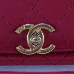 Pre Owned Chanel Pink Medium Quilted Lambskin La Parisienne Flap