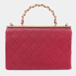 Pre Owned Chanel Pink Medium Quilted Lambskin La Parisienne Flap