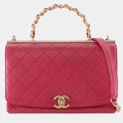 Pre Owned Chanel Pink Medium Quilted Lambskin La Parisienne Flap
