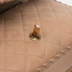 Pre Owned Chanel Brown Jumbo Quilted Iridescent Calfskin Happy Stitch Flap