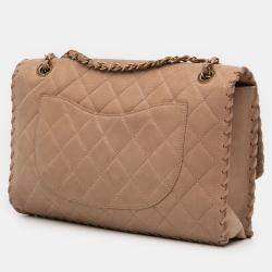 Pre Owned Chanel Brown Jumbo Quilted Iridescent Calfskin Happy Stitch Flap