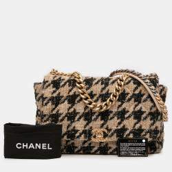 Pre Owned Chanel Brown Maxi Tweed Houndstooth 19 Flap