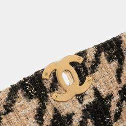 Pre Owned Chanel Brown Maxi Tweed Houndstooth 19 Flap