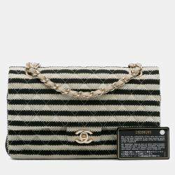 Pre Owned Chanel Black Medium Classic Jersey Coco Sailor Double Flap