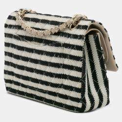 Pre Owned Chanel Black Medium Classic Jersey Coco Sailor Double Flap