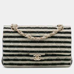 Pre Owned Chanel Black Medium Classic Jersey Coco Sailor Double Flap