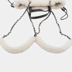 Pre Owned Chanel White Shearling Coco Neige Tote