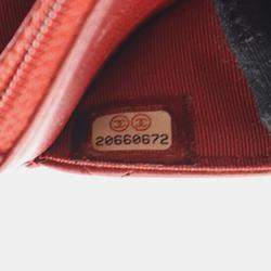 Pre Owned Chanel Red CC Quilted Lambskin Wallet on Chain