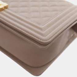 Pre Owned Chanel Brown Old Medium Quilted Caviar Boy Flap