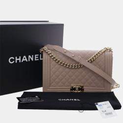 Pre Owned Chanel Brown Old Medium Quilted Caviar Boy Flap