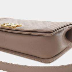 Pre Owned Chanel Brown Old Medium Quilted Caviar Boy Flap