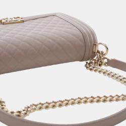 Pre Owned Chanel Brown Old Medium Quilted Caviar Boy Flap