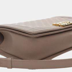 Pre Owned Chanel Brown Old Medium Quilted Caviar Boy Flap