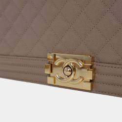 Pre Owned Chanel Brown Old Medium Quilted Caviar Boy Flap