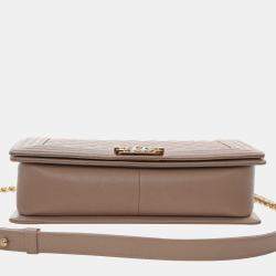 Pre Owned Chanel Brown Old Medium Quilted Caviar Boy Flap