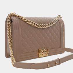 Pre Owned Chanel Brown Old Medium Quilted Caviar Boy Flap