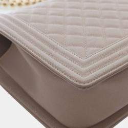Pre Owned Chanel Brown Old Medium Quilted Caviar Boy Flap
