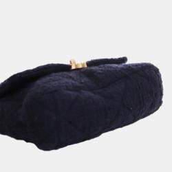 Pre Owned Chanel Blue Large Tweed 19 Flap