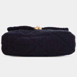 Pre Owned Chanel Blue Large Tweed 19 Flap