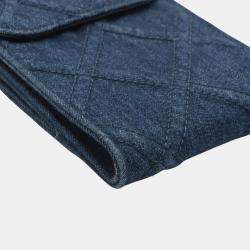 Pre Owned Chanel Blue Denim 19 Phone Holder with Chain