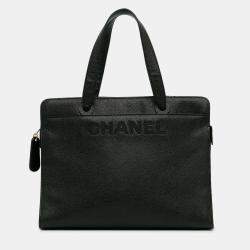 Pre Owned Chanel Black CC Caviar Leather Tote