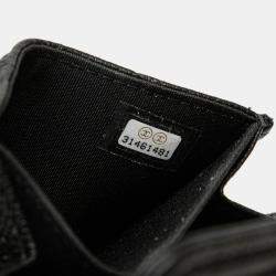 Pre Owned Chanel Black Quilted Caviar Boy Card Holder with Chain