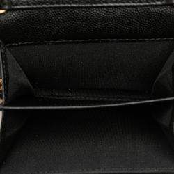 Pre Owned Chanel Black Quilted Caviar Boy Card Holder with Chain