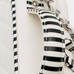Pre Owned Chanel White Medium Caviar CC Filigree Vanity Case